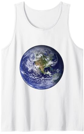 Earth Planet, Flat, Earth North America Globe Space Clouds Tank Top