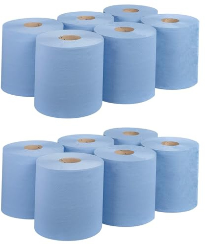 REQUISITE NEEDS 12 Blue CENTREFEED Rolls 2 PLY Paper Towels Hand Towel Tissue Premium Quality Wall Mounted Lockable Rolls 100m