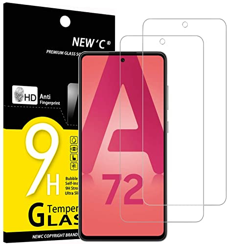 NEW'C 2 Stück für Samsung Galaxy A72 / A72 5G für Panzerglas, Frei von Kratzern, 9H Härte, HD Displayschutzfolie, 0.33mm Ultra-klar, Ultrabeständig