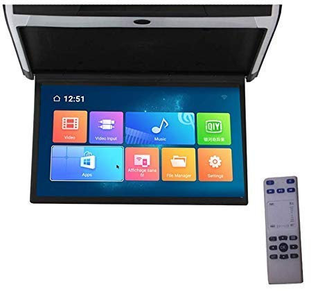 Soporte de techo para monitor de techo de coche, 1080P, 15,6 pulgadas, Android 6.0, HD, vídeo IPS, WiFi, HDMI, USB, SD, FM, Bluetooth, altavoz, color negro
