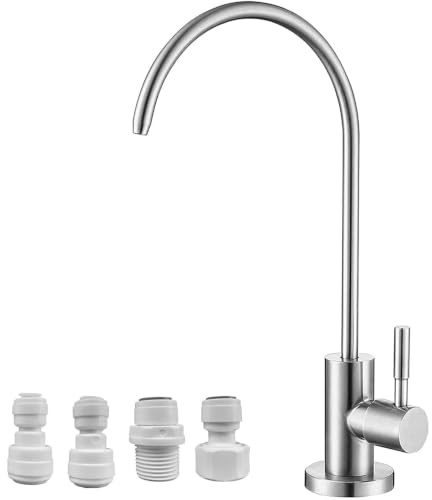 Grifo de Osmosis Inversa, UCMDA Grifo de Cocina para Acero Inoxidable, Giratorio 360°, Grifo de Osmosis Inversa con adaptador de 4 Grifos se Adapta a La Mayoría de Las Unidades de Osmosis Inversa