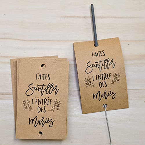TE Whaka Etiquettes mariage cierge magique Faites scintiller l'entrée des mariés | Decoration mariage - Papeterie - Animation Photos - Cadeau invites Entrée (kraft), 50