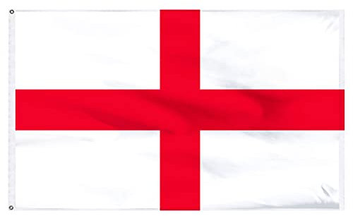 1/2/4/10 X Large St George’s Cross England Flag 5ft x 3ft (150cm x 90cm) for EURO 2024 Football Rugby English National Flags with Double Stitched Seam and Metal Eyelets (1 Pack)