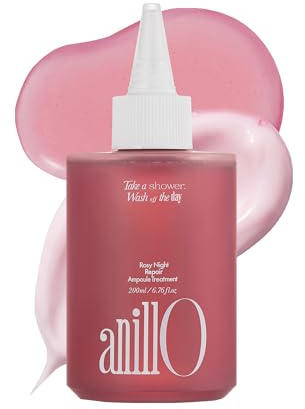 ANILLO Rosy Night Hair Ampoule Treatment for Damaged Hair – Water-to-Cream Repair Formula with Peptides & Amino Acids – Frizz Control, Color Safe, Silicone-Free, Floral Musk Scent – 6.76 fl oz