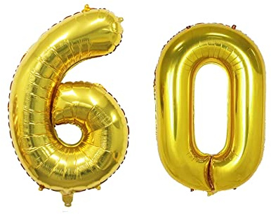 GoldRock Luftballon 60 Geburtstag Deko Gold Luftballon Zahlen 60,60. Geburtstag Frau Mann, 16 Zoll 60 Geburtstage Ballon,Folienballon 60 Jahre, Helium 60. Geburtstage Deko,60 Jubiläum Party Dekoration