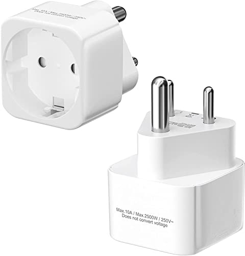 Deutschland Nach Indien Reiseadapter, 2 Stücke, EU Nach Indien, Typ D, CE-Zertifizierung, 250V/10A, 2500W, für Sri Lanka, Nepal, Kongo