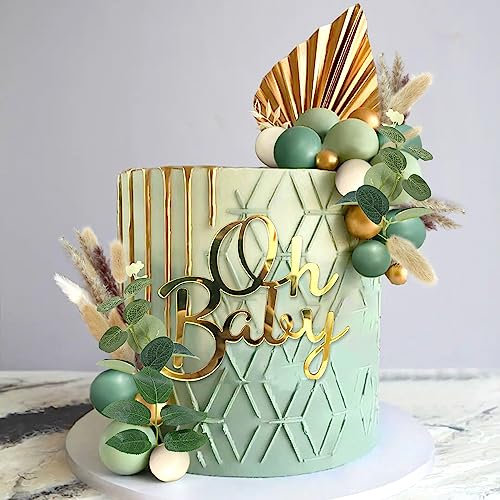 JeVenis Boho Baby Shower Cake Decoration Oh Baby Cake Topper Gender Reveal Cake Toppers Baby Shower Party Supplies Gender Reveal Party Supplies