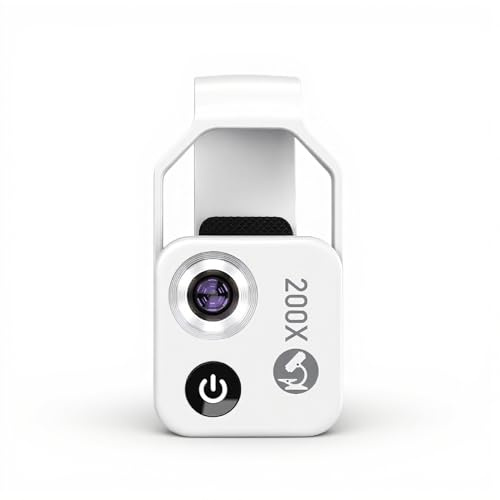 200X Telefon Taschenmikroskop, Universelles Clip Telefonmikroskop mit LED Licht und CPL Polarisator, Tragbares Digitales Mikroskop, Kompatibel mit IOS und Android Smartphones