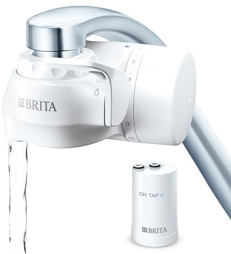 BRITA ON TAP V Sistema de filtro de agua, incluye 1 cartucho: agua sostenible y de buen sabor directo del grifo, reduce micropartículas, PFAS, metales y sustancias que afectan el sabor.