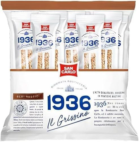 CAIYA San Carlo 1936 il Grissino Semi Rustici con Semi di Lino Sesamo e Papavero Confezione da 40 Monoporzioni 480g