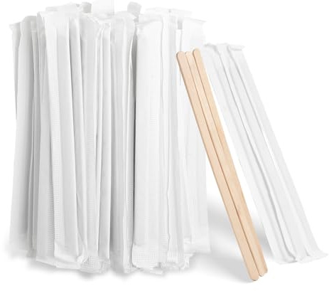 210PCS Wooden Coffee Stirrers, Individually Wrapped, Wooden Beverage Mixer, 5.5 Coffee Stir Sticks-Biodegradable Eco-Friendly Round End Disposable coffee stirrer, For Coffee, Cocktail, Hot Drinks