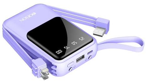Portable Phone Charger 10000mAh Quick Charge 3.0 USB Power Bank LED Dispaly Fast Charging External Battery Pack Compatible with Google LG Android Samsung Galaxy Nintendo Switch (Purple)