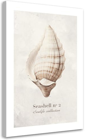 Feeby - Quadri Per Il Soggiorno Su Tela In Tela, 30x45 cm, Conchiglie Astrazione Immagini Per La Camera Da Letto, Effetto Dipinto Reale, Decorazione Murale Moderna, Dipinti - Come Dipinto Boho beige