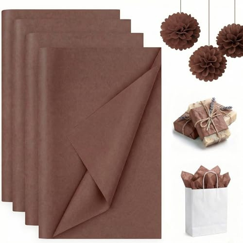 Koogel 330 Sheets Tissue Paper Bulk, 14 x 10 Inch Brown Gift Wrapping Tissue Paper for Wedding Birthday DIY Crafts Art Project