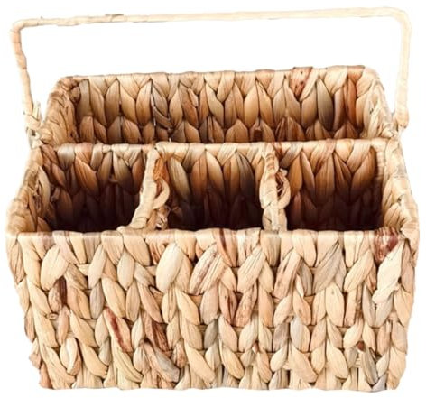 MAGICLULU Geflochtener Besteckkorb aus Naturfasern Multifunktionaler Aufbewahrungskorb für Küchenutensilien und Silberbesteck Vielseitiger Organizer für Zuhause und Tisch