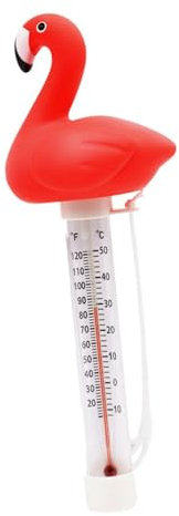 perfk Flamingo-Messgerät, schwimmendes Pool-Thermometer, leicht ablesbares SPA mit Schnur, Wasserthermometer für Planschbecken, Babybadewanne, Dusche