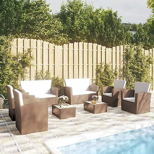 DYRJDJWIDHW europaletten,gartenmöbel Set,palettenkissen,8-TLG. Garten-Lounge-Set mit Auflagen Poly Rattan BraunGeeignet für Garten, Swimmingpool, Wohnzimmer, Terrasse