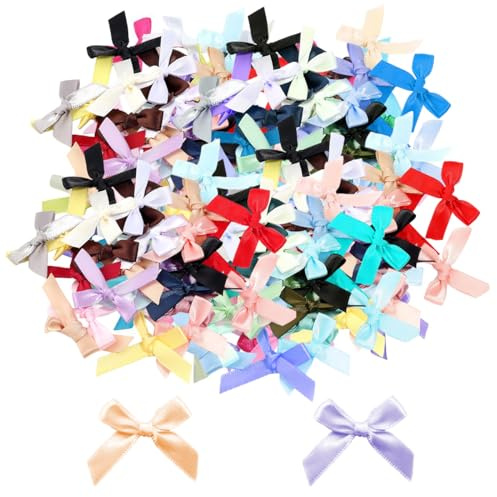 200 Piezas Lazos para Regalo, 3.5 * 2.5cm Mini Lazos de Cinta de Satén