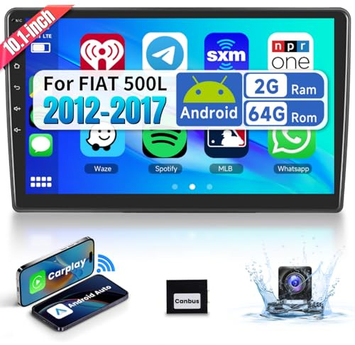 【2+64G】10.1'' Autoradio 2 Din Per FIAT 500L 2012-2017 Con Carplay Android Auto senza fili Mirror link,Car Radio Con Schermo HiFi Bluetooth RDS/FM+AHD Back up Camera+CANBUS