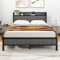 MOFLUT King Size Bed Frame with Wooden Storage Headboard Shelf, Upholstered Bed Frames King Size with Metal Slats Enhanced Support, No Box Spring Needed, Gray King Bed