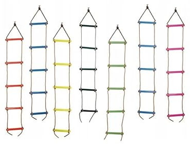 GigiToys® Strickleiter für Kinder mit 6 Kunststoffsprossen | Länge 180 cm | Strickleiter Stufenleiter Hängeleiter | Belastung 50 kg | Outdoor | Spielleiter für den Spielplatz zu Hause | Gelb