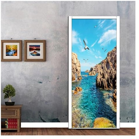 Türaufkleber Türtapete Türbilder Türposter Natur Landschaft 3D Foto Tapete Wandbilder Moderne PVC Selbstklebende Tür Aufkleber Wandbild Wohnzimmer Dekor(Größe:95x215cm)