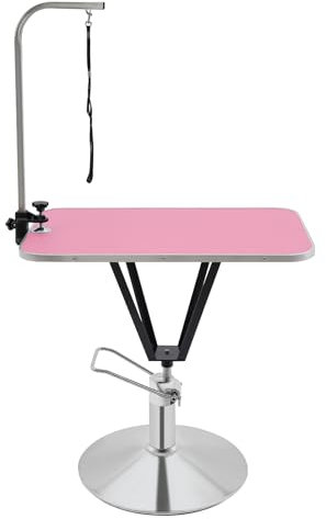 Salmeee Hydraulischer Hundepflegetisch, Schertisch für Hund und Katze, Einstellbarer Trimmtisch Tierpflegetisch Schertisch Pflegetisch, Pflegetisch für Tiere, höhenverstellbar (Rosa, Rechtwinklig)