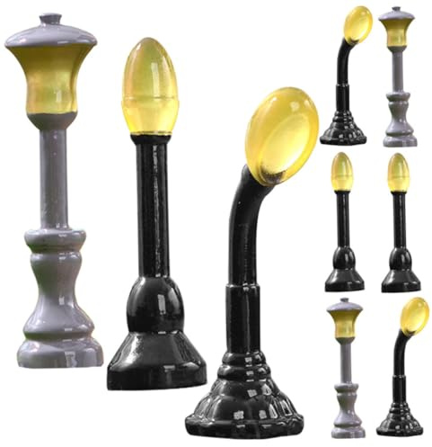 Gogogmee 9pezzi Lampione in Miniatura Ferroviario Lampada Da Tavolo Decorazione Casa Minuscola Forniture Paesaggio Fai Da Te Ornamento Paesaggistico