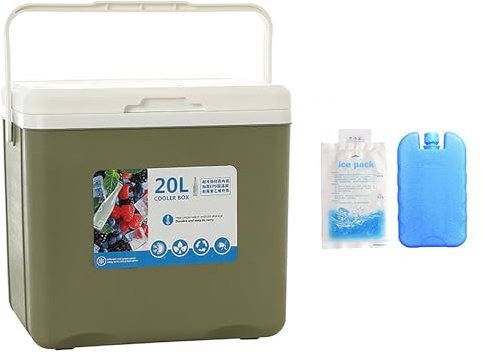 ZNBO Ice Cooler Box, Seau à Glace portatif Froid, Compact Car Cooler Camping Pique-Nique Petit réfrigérateur | Boîte de Poitrine pour la Conservation des Aliments,Vert,20L