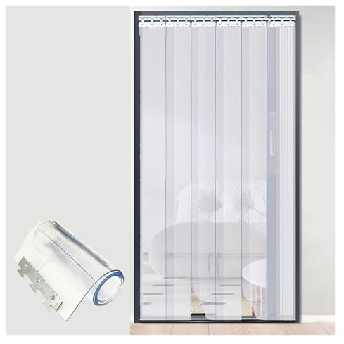 LGJEGD Durchsichtige Türtrennwand for Gefrierräume, Flexible Fenstervorhänge, Streifenvorhang-Set for Raumtrennwände (135x210cm/53.15x82.68in)