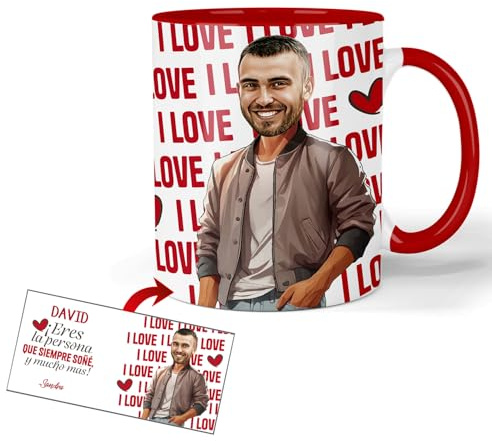 Kembilove® Taza personalizada con foto y caricatura para San Valentín – Cerámica 350 ml – Regalo romántico para parejas enamorados, novio, esposos, marido y mujer