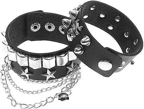 WRITWAA Punk Rivets Armband Für Damen Und Verstellbares Gothic Handgelenkarmband Cooles Design Für Auftritte Und Tägliche Outfits Lederarmband Mit Nieten