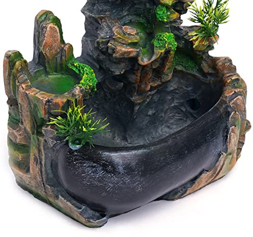 CHFUNE Zimmerbrunnen mit GrüNe Pflanze Brunnen, Indoor Cascades Springbrunnen Gartenbrunnen Tischbrunnen Zimmerspringbrunnen WassersäUle