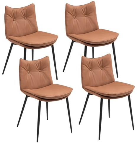 EROMMY Esszimmerstühle Set, Küchenstühle, ergonomische Essstühle, Stühle Esszimmer mit Verstellbarer Fußpads, Kunstleder Polsterstuhl für Küche Wohnzimmer Schlafzimmer (4, Braun, 46W*50D*76H cm)