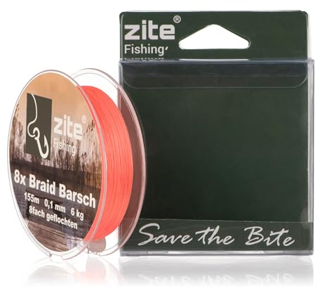 Zite Fishing 8fach Geflochtene Angelschnur 8fach – Geflechtschnur 8-Braid | Barsch Zander Hecht Angeln - Rundgeflochten 155m Orange - Angelschnur-geflochten-8fach, Angelschnüre fishing line Angel