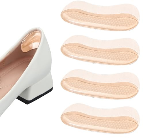2 Pairs Gel Heel Grips for Ladies Shoes, Anti-Slip Honeycomb Heel Cushion Pads Prevent Blisters, Shoe Slipping, Breathable Heel Protectors to Fix Too Big Women Men Shoes (Beige, One Size)