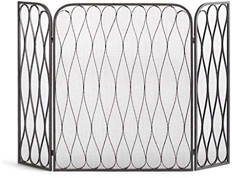 Kaminschutzgitter, Feuerschutzgitter/Funkenschutz Europäisches Kamingitter Neue Metall-Windleitplanke Ofentürtrennwand mit Netzabdeckung Dekoratives W