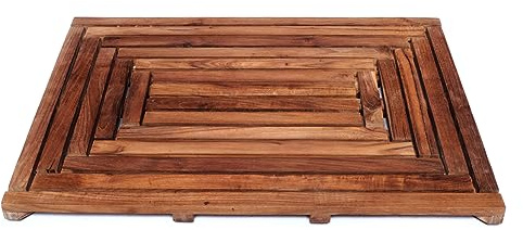 Brillibrum Design Duschwanneneinlage Teak Holz Badematte aus Teakkholz 70cm x 50cm für Inndoor & Outdoor Bereich Dusch Vorlage Antirutschmatte Teakmatte Wannenvorlage (Variante 2, 70x50cm)