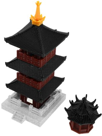 LOORGVEL 2 St Miniatyr Kinesisk Pavilion Modell Akvariedekor med Traditionell Arkitektur Stilren Trädgårdsbonsai Ornament för Fiskakvarium och Bordsskiva