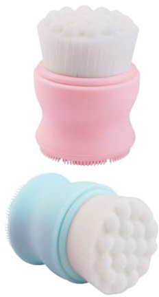 TOGEVAL 2 pièces Brosse Visage Silicone Double-face avec Poignée Ergonomique Exfoliante et Massante Outil de Nettoyage Doux pour Peau Sensible Lot de Brosses de Nettoyage Facial et