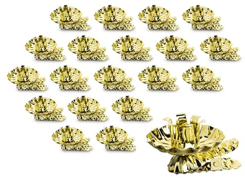Idena 31891 - Portavelas para el árbol de Navidad, 20 Unidades en Dorado, portavelas Vintage de Metal, con Clip para Ramas de hasta 1,5 cm de Grosor