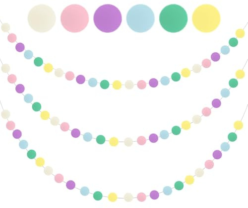 Pompom Girlande, Pompons Deko, Hausbett Deko, 3 Stück, Filzkugeln, Filzkugeln Pastell, Girlande Pastell Für Wand Deko Party Christbaum Geburtstagsfeier