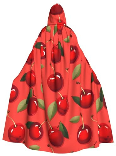 HJFCZH Capa con capucha para adultos con estampado de cerezas rojas para Halloween, juegos de rol