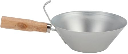 Cryfokt Secchio Paletta, Paletta per Cemento in Ferro Galvanizzato con Manico in Legno per Intonaco, Malta, Fango, Costruzione di Muri a Secco, per Fango Resistente