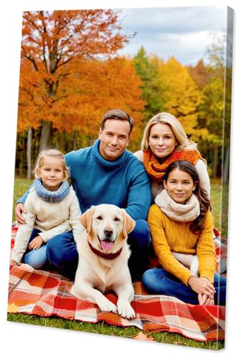 Fotos en lienzo personalizadas de 20 x 30 cm, impresión fotográfica personalizada con marco de lienzo de bricolaje, póster personalizado para fotos del hogar, amigos, mascotas, regalo de cumpleaños