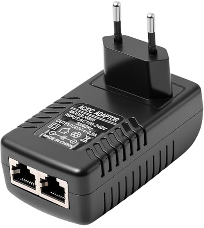 AceSupever Adattatore per iniettore POE da 48 V, 0,5 A, per telefoni IP/fotocamere/AP