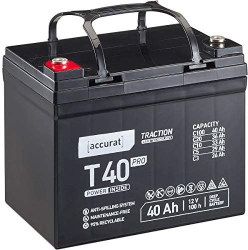 Accurat Traction T40 Pro AGM Bleiakku -12V, 40Ah, +30% Startleistung | Vielfältige Einsatzbereiche, Zyklenfestigkeit, Optimierte Lebensdauer, Wartungsfrei Betrieb