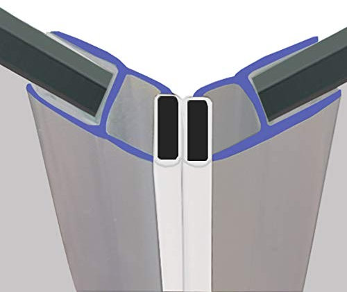 Magnetic Shower Seals | Sold in Pairs | Fits 4, 5 or 6mm Glass | 135° Magnet for Straight or Quadrant Doors | 2 Metres Long | MAG001 (200cm Lengths, Clear)