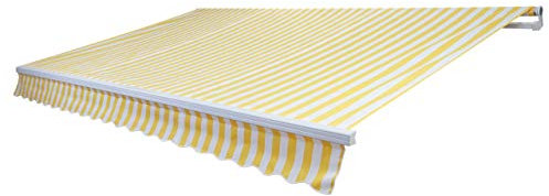 Mendler HWC-E49 - Toldo de aluminio con brazo articulado (2,5 x 2 m), Polyester, Gelb/Weiß