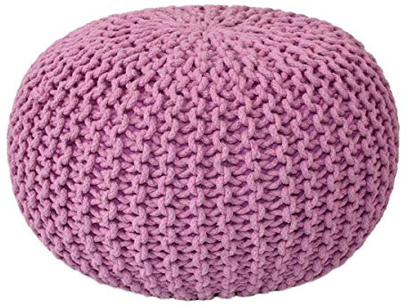 Voglrieder Sitzpouf Strickhocker Grobstrick handgeknüpft Ø 55 cm pink